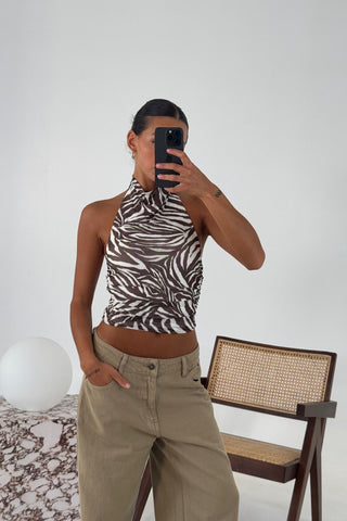 Jazlyn Zebra Halter Top