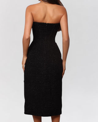 Ophelia Tweed Strapless Midi Dress